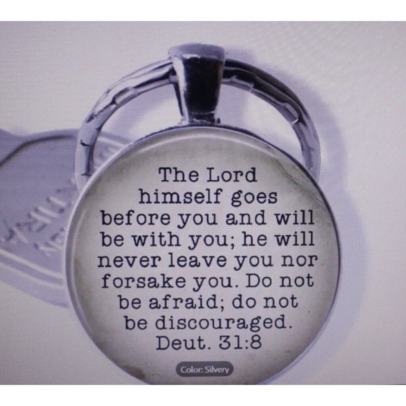 Bible Verse Bubble Keychain Christian Alloy Key Chain Ring The Lord Himself  New - Picture 1 of 3